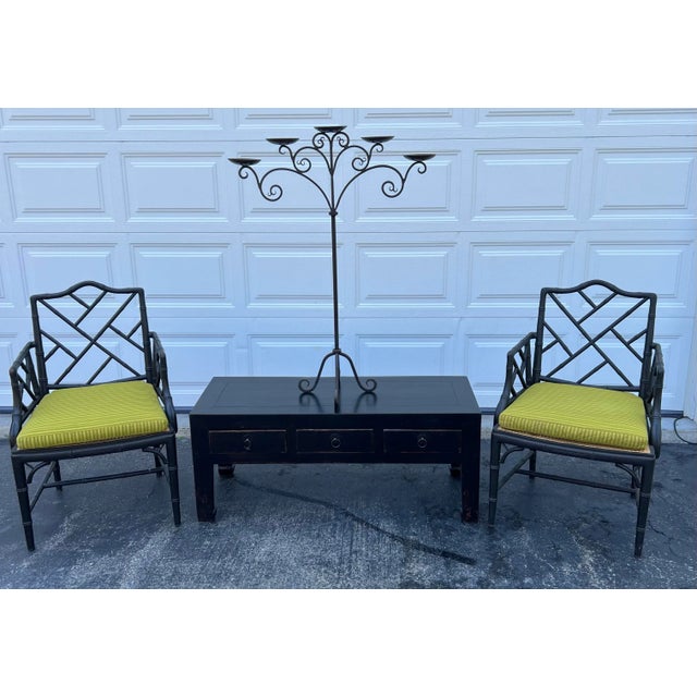 Vintage Asian Black Coffee Table With Drawers For Sale - Image 12 of 12