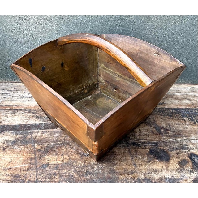 Vintage Hand Made Wooden Basket For Sale - Image 11 of 12