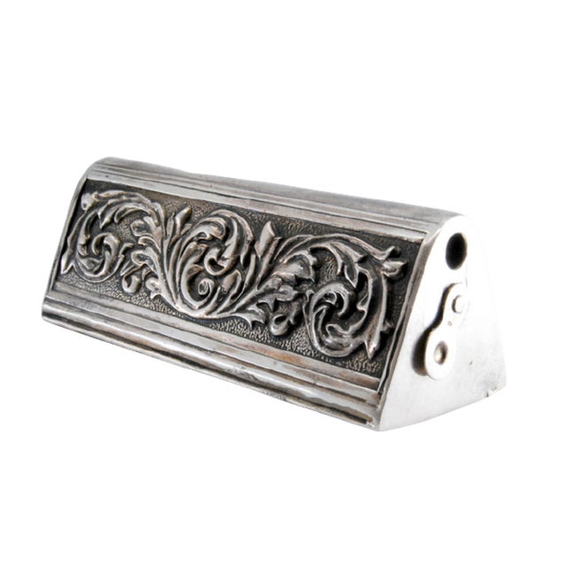 Toothpick Holder in Embossed Silver with Acanthus Leaves on Both Sides For Sale - Image 10 of 10