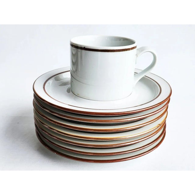 Cream Vintage Dansk Bistro Christianshavn Brown Cups, Saucers, Rimmed Bowls, 19 Pieces For Sale - Image 8 of 11