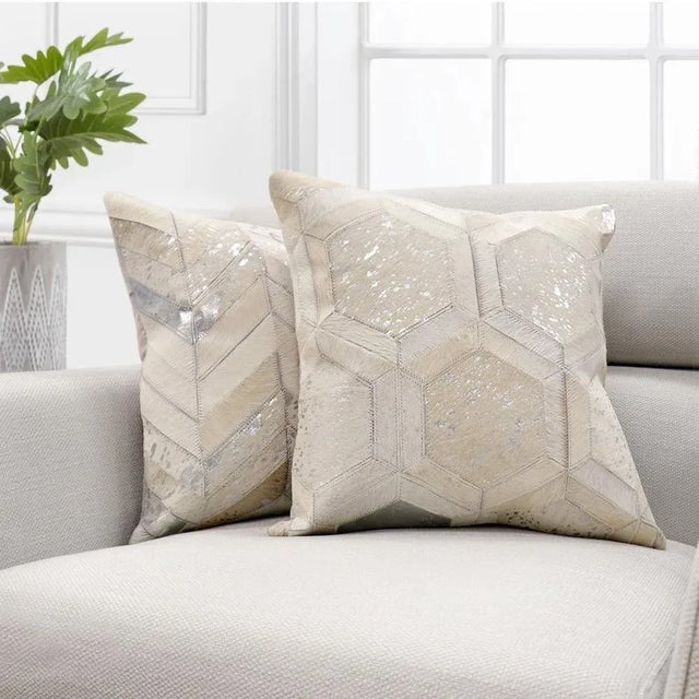 Pasargad Home Safari Cowhide Silver Pillow For Sale - Image 4 of 5