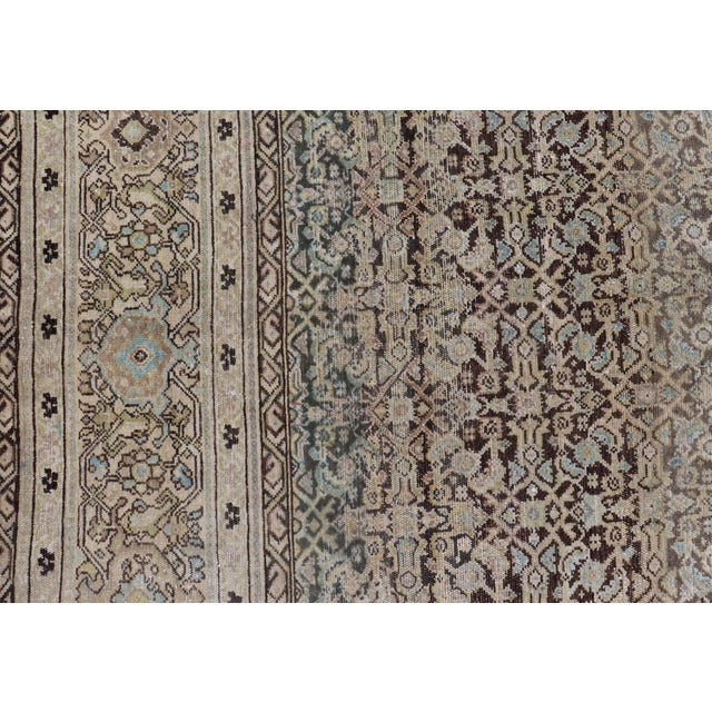 Gallery Persian Malayer All-Over Geometric Design in Lt. Blue, Tan and Green 6'3"x16'3" For Sale - Image 9 of 12