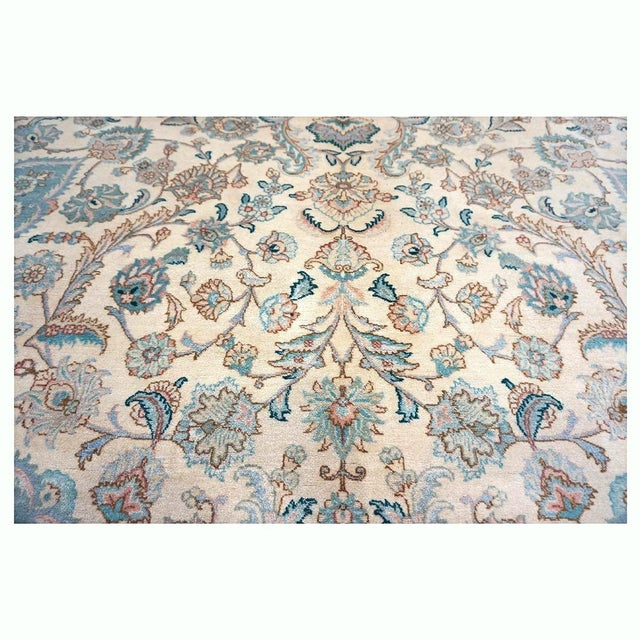 Ivory Antique Persian Tabriz Pahlavi Wool 12x18 Ivory, Pink & Teal Handmade Area Rug #9902227 For Sale - Image 8 of 15