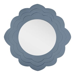 Fleur Home Audubon Magnolia Circle Mirror in Bachelor Blue, 36x36 For Sale