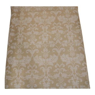 Schumacher Grasscloth Wallpaper 'Beau Damasse' Beige Color 5002037- 4 Double Rolls For Sale
