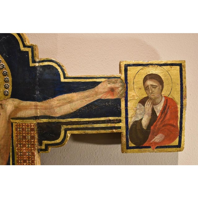 Religious Artist, 14th Century Style Crucifix, Tempera on Panel For Sale - Image 10 of 16