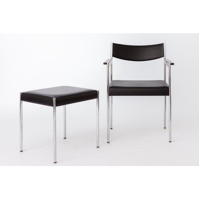Metal Vintage Armchair and Stool by Edlef Bandixen for Kusch + Co, Germany, 1970s, Set of 2 For Sale - Image 7 of 12