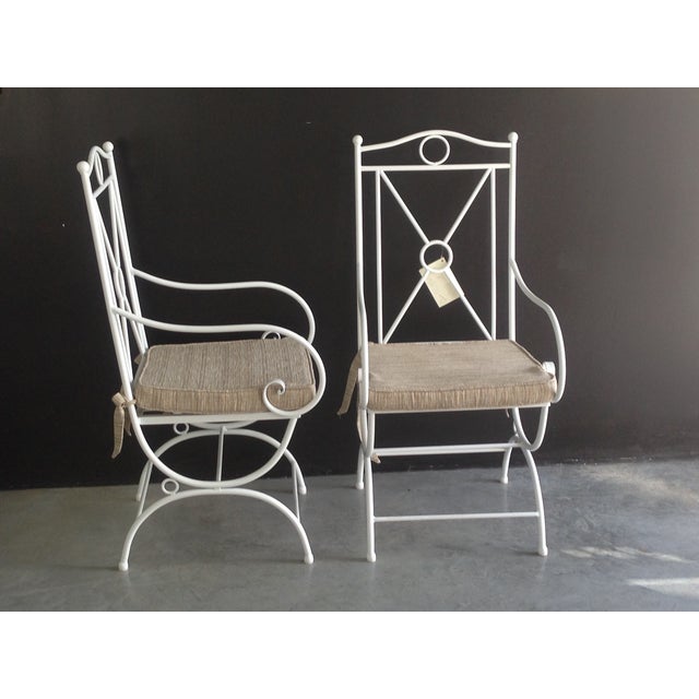 Handmade White Wrought Iron Patio Dining Set Chairish