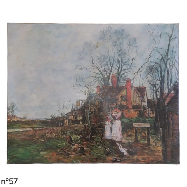 Oil on canvas, signed J. T. Hills (unidentified artist), circa late 20th century. Depicting a rustic cottage landscape...