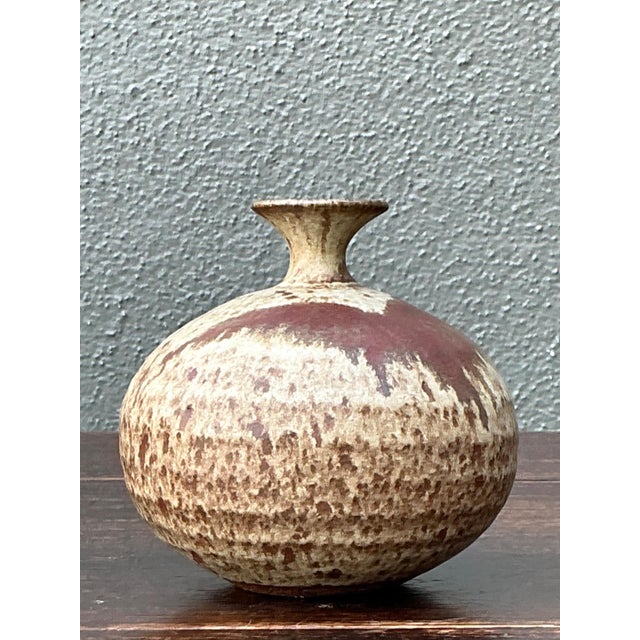 Ceramic Handcrafted Earth-Tone Ceramic Vase For Sale - Image 7 of 16