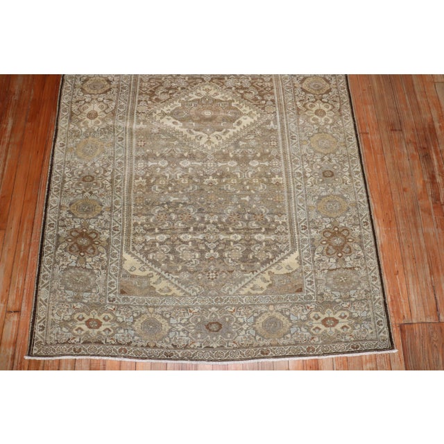 Mid 20th Century Vintage Zabihi Collection Persian Hamedan Neutral Color Accent Rug - 4'8" x 6'10" For Sale - Image 5 of 10