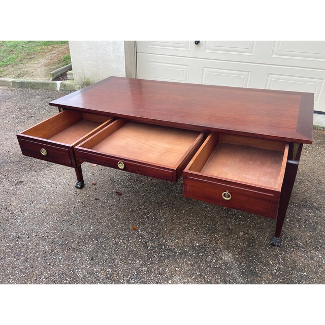 Empire Style Mahogany Directoire Flat Desk with Three Drawers, 1890s For Sale - Image 4 of 10