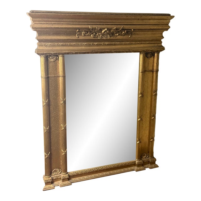 Antique Classical Style Gold Mirror With Bevel Edges For Sale