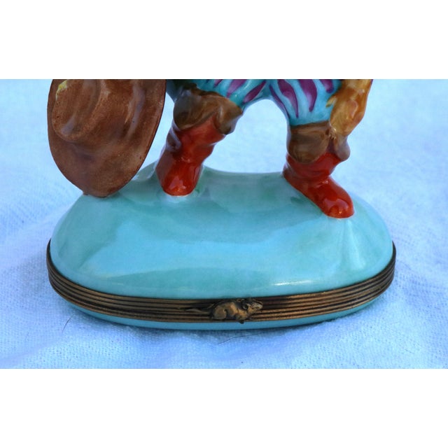 Late 20th Century Puss N' Boots Hand-Painted Limoges Snuff Trinket Box 4" Tall For Sale - Image 9 of 13