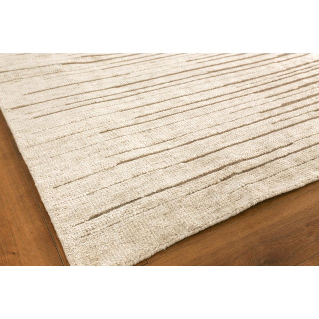 Transitional Exquisite Rugs Mixed Texture Hand-Knotted New Zealand Wool & Bamboo Silk Beige Rug-9'X12' For Sale - Image 3 of 8