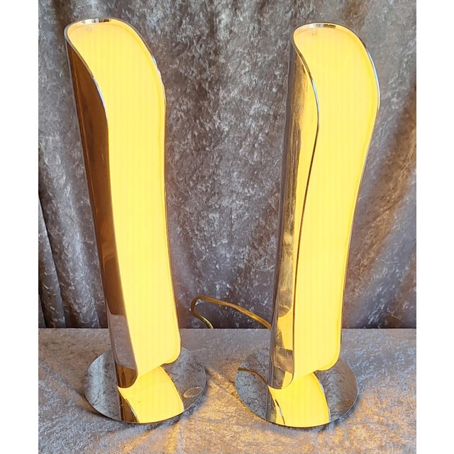 Silver Vintage Table Lamps with Chrome-Plated Metal Housing and White Plastic Shade from Wofi-Leuchten, 2000s, Set of 2 For Sale - Image 8 of 11
