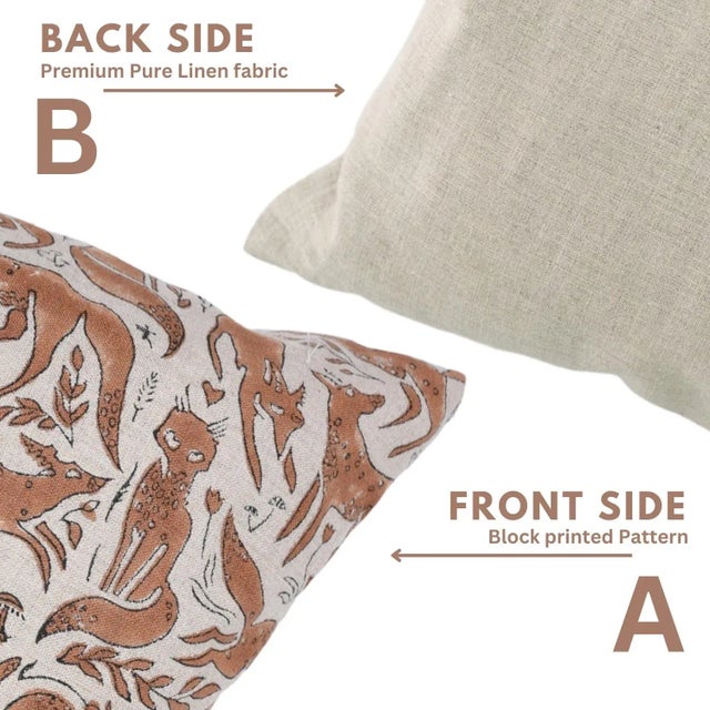 Block Print Decorative Pillow Covers Farmhouse Style Throw Pillows for Home Decor Size- 20x20- Gehravan For Sale - Image 4 of 5