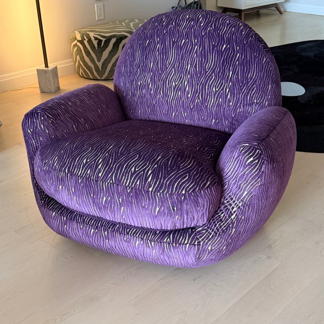 Textile Interlude Home Laurent Lounge Swivel Chair With Custom Kravet Fabric For Sale - Image 7 of 8