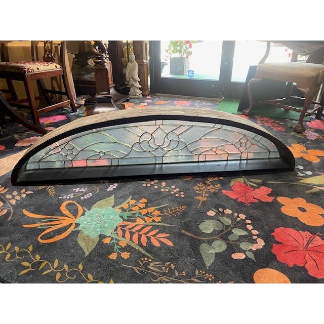 Antique Leaded Glass Door Topper From Historic Hudson Valley New York Home For Sale - Image 4 of 8