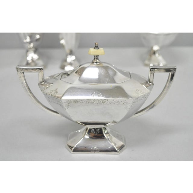 Antique English Art Deco Silver Plated Tea Service Set by Bscep (5329) - 4 PCS For Sale - Image 10 of 15