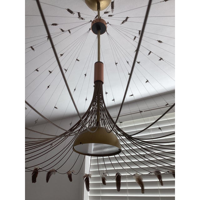 Gold Ceiling Lamp Bird by Quasar Holland , Brass, Copper 1980 For Sale - Image 8 of 10