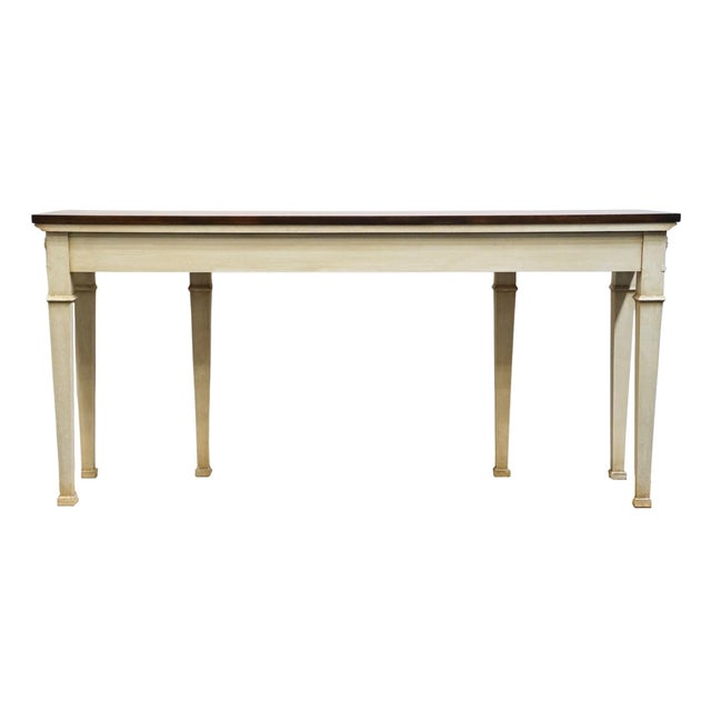 Cream John Widdicomb Co. Banded Cherry Italian Neoclassical 73″ Carved Console / Accent Sofa Table For Sale - Image 8 of 10