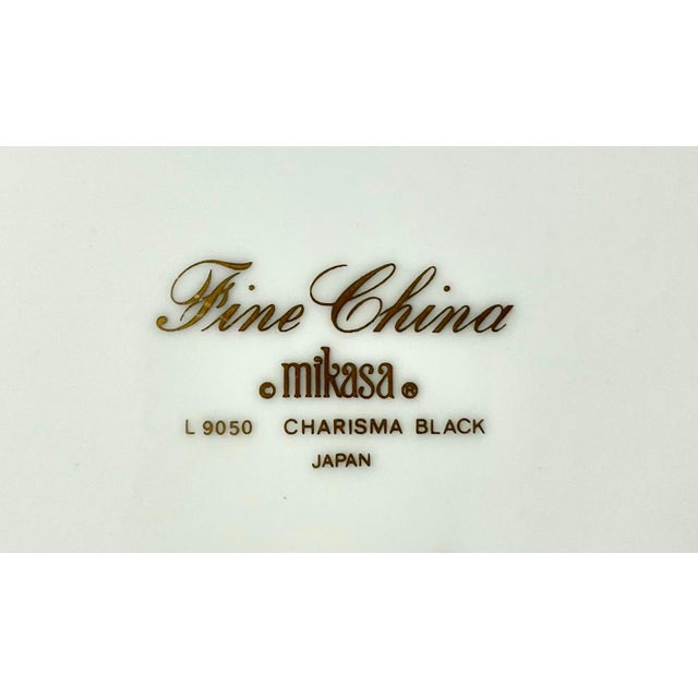 1980s 1980s Mikasa “Charisma, Black” Set of 7 Porcelain Salad Plates For Sale - Image 5 of 5