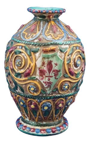 20th Century Neo-Renaissance Ceramic Vase Relief Decoration and Lily by Vincenzo Corrente for the Fantechi Factory, Italy, 1890s