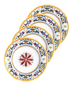 Ricco Deruta Dinner Plate, Full Design - Set of 4