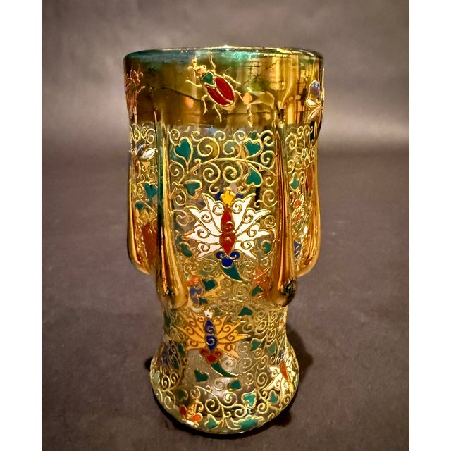 Moser Antique Bohemian Art Nouveau Enameled & Gilded Glass Insect Cabinet Vase For Sale In New York - Image 6 of 11