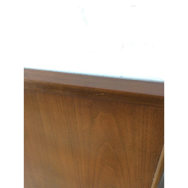 Mid Century Modern Full Size Walnut Headboard With Turned Wood Frame For Sale - Image 9 of 17