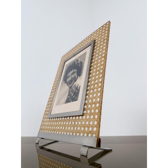Large Picture Frame in Acrylic Glass, Cane Webbing and Brass in the style of Christian Dior, 1970s For Sale - Image 9 of 17