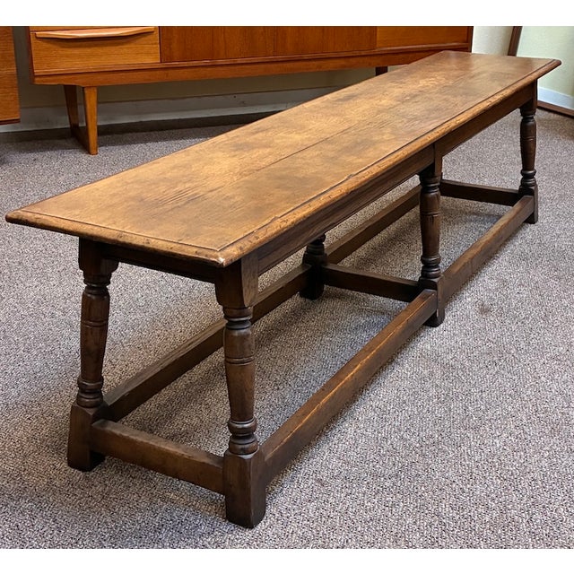 Antique English Oak Full Width Refectory Bench With Generous Seating c.1920 Antique English Oak Full Width Refectory Bench...