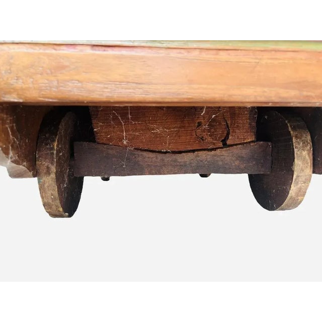 Wood Merchants Chest on Wheels in Carved and Painted Wood For Sale - Image 7 of 11