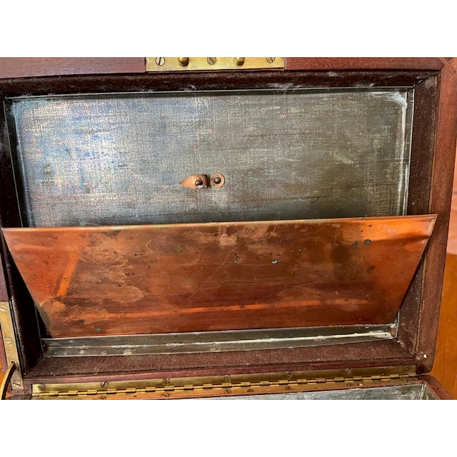 Wood Vintage Mahogany Tin and Copper Lined Humidor/Cigar Box For Sale - Image 7 of 10