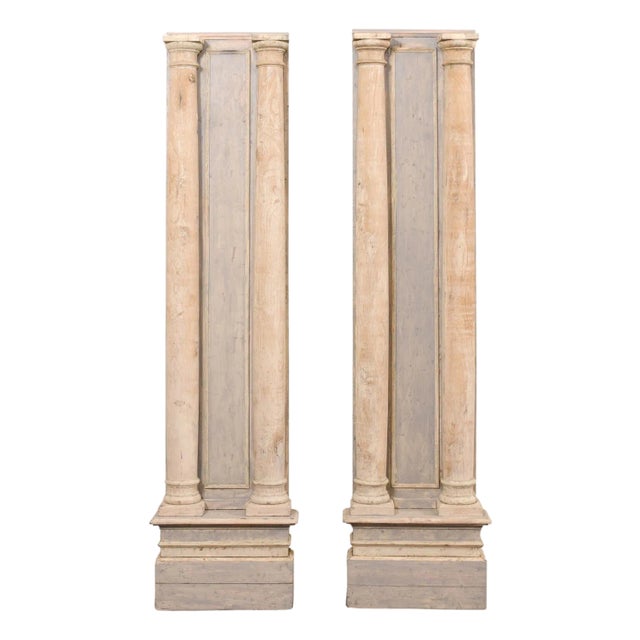 19th Century French Tall Carved Wood Columns – A Pair For Sale
