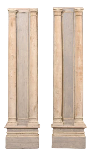 19th Century French Tall Carved Wood Columns – A Pair