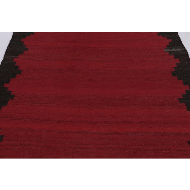 1950s Vintage Persian Kilim, Burgundy Open Field With Black Border - Rug & Kilim For Sale - Image 5 of 8