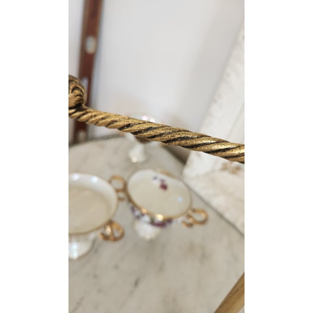 1960s Hollywood Regency Brass Double-Arm Guest Towel Stand For Sale - Image 9 of 18