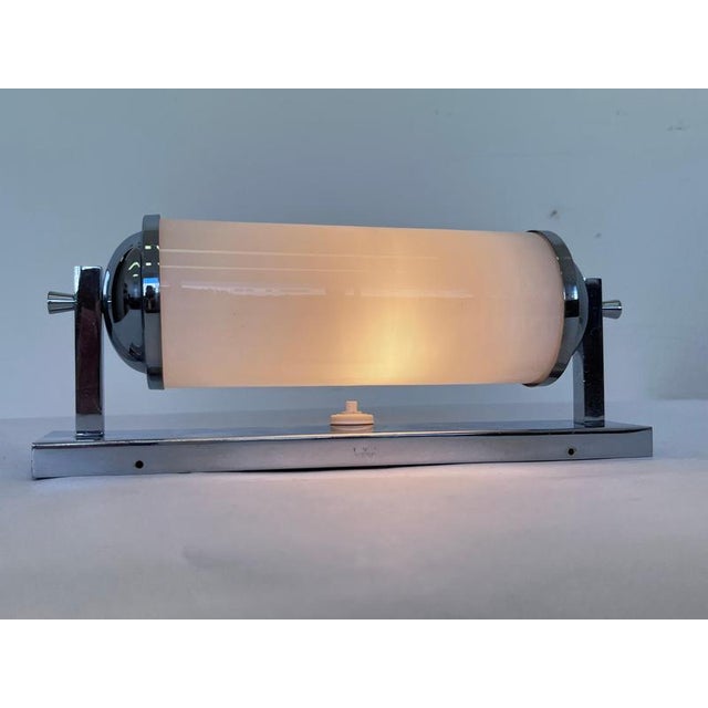 Bauhaus Large Bauhaus Chrome and Milk Glass Wall Light, Former Czechoslovakia, 1930s For Sale - Image 3 of 9