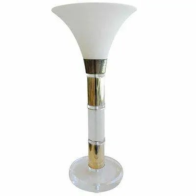 1960s Vintage Lucite Brass Urn Table Lamp Frosted Glass Shade, 1960s For Sale - Image 5 of 5