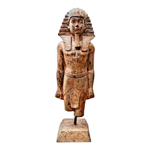Antique Painted Metal Statue of an Egyptian Pharoah