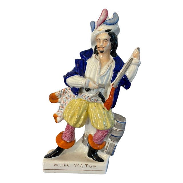 Large Antique Victorian Staffordshire Flatback Figure of Will Watch Smuggler, 1860s For Sale