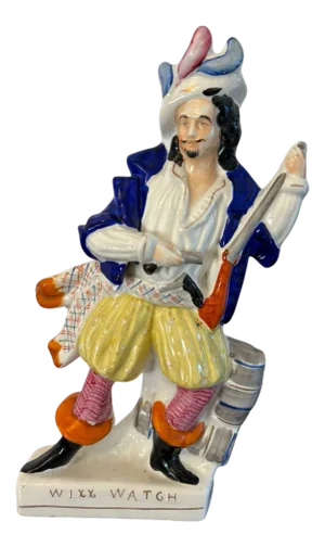 Large Antique Victorian Staffordshire Flatback Figure of Will Watch Smuggler, 1860s