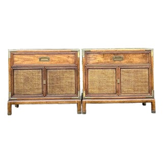 Vintage Boho Henredon Campaign Nightstands - A Pair For Sale