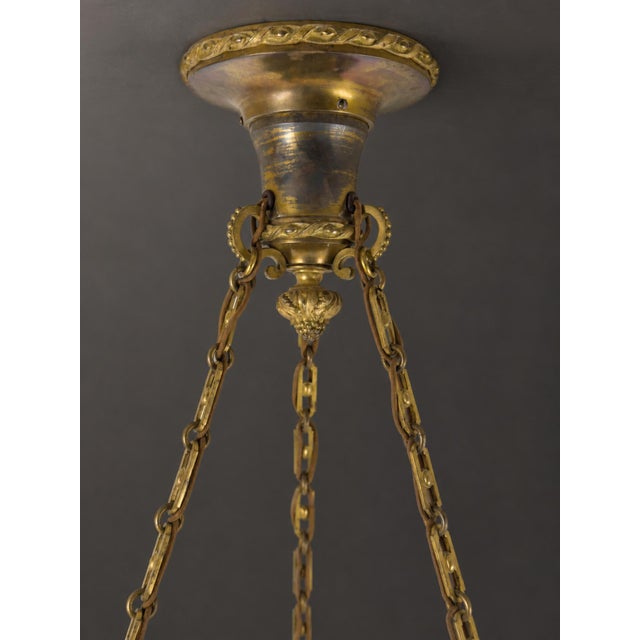 French Art Deco Alabaster and Brass Pendant Light, 1930s For Sale - Image 4 of 6