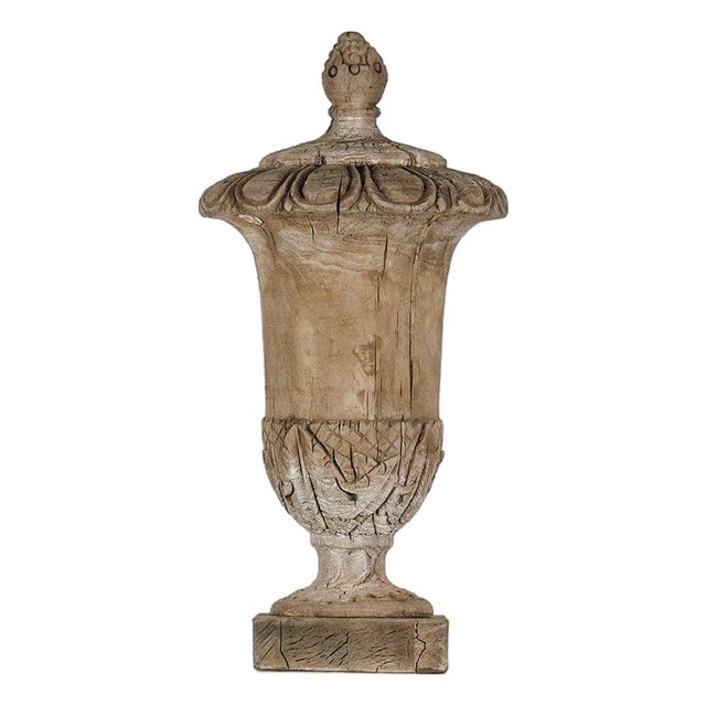 Fluted Wood Urn, Medium For Sale
