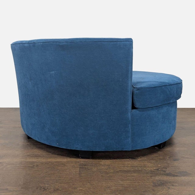 Modern Modern Blue Velvet Round Lounge Chair For Sale - Image 3 of 6