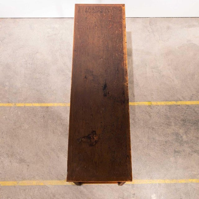 1950’s French Pitch Pine Large Rectangular Dining Table. At 2.5 metres this a stunning long planked top table, original...
