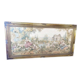 French Tapestry of Francois Boucher Noble Pastorale Series, Framed For Sale